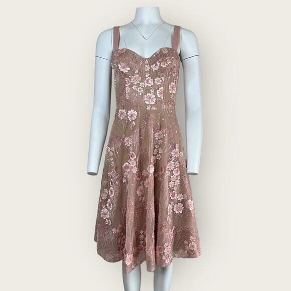 EUC | Dress The Population | Floral Appliqué | Pink Combo | XS - Picture 1 of 12